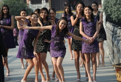A group of Miss Asia contestants gather